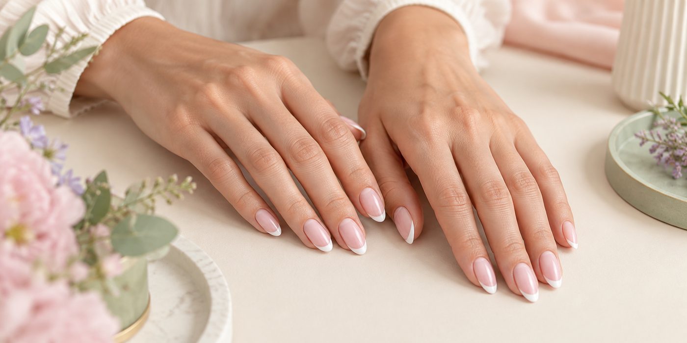 Soft pink French manicure