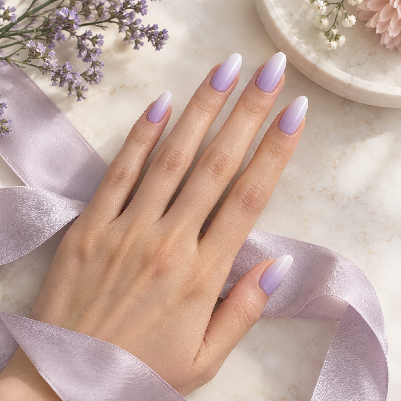 Lavender ombré nail art